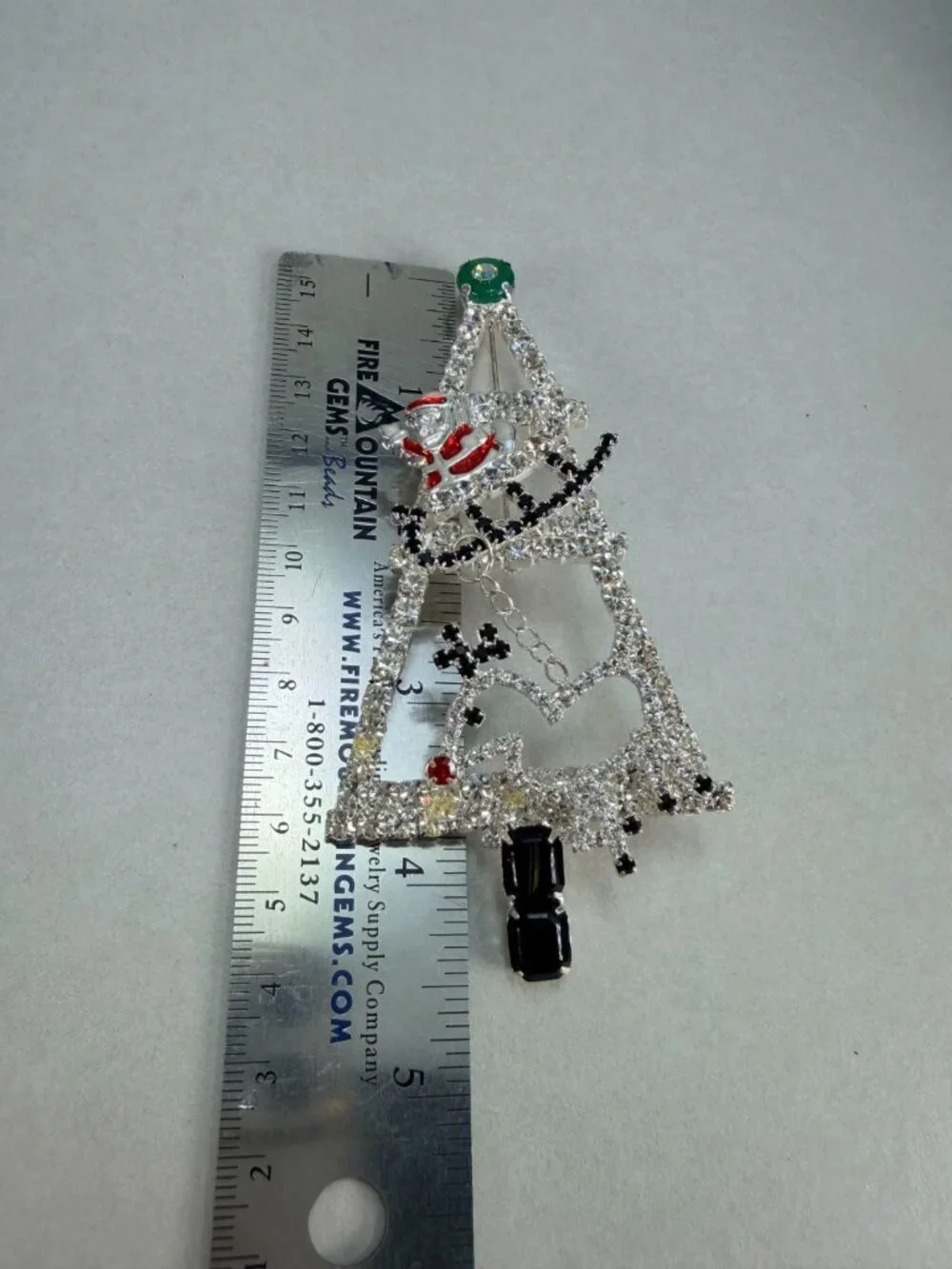 Vintage Large Christmas Tree Rhinestone Brooch Santa Reindeer Holiday Pin